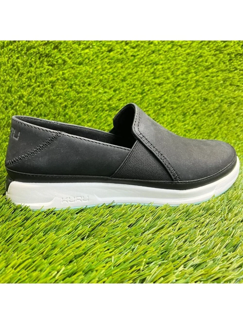 Kuru Roam Atla Womens Size 8 Black White Casual Walking Leather Slip-On Shoes